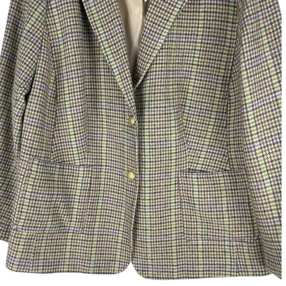 Talbots Classic Shetland Wool Blend Houndstooth Blazer Green Size 20W - Picture 6 of 11
